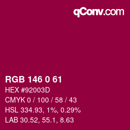 Color code: RGB 146 0 61 | qconv.com