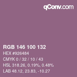 颜色代码: RGB 146 100 132 | qconv.com