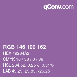 Color code: RGB 146 100 162 | qconv.com