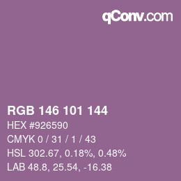 Código de color: RGB 146 101 144 | qconv.com