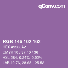 Color code: RGB 146 102 162 | qconv.com