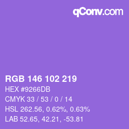 Color code: RGB 146 102 219 | qconv.com
