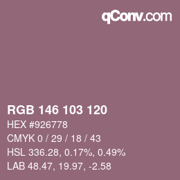 Color code: RGB 146 103 120 | qconv.com