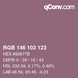 カラーコード: RGB 146 103 123 | qconv.com
