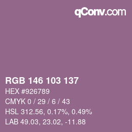 Color code: RGB 146 103 137 | qconv.com