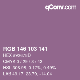カラーコード: RGB 146 103 141 | qconv.com
