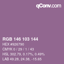 Color code: RGB 146 103 144 | qconv.com