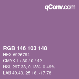 颜色代码: RGB 146 103 148 | qconv.com