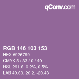 颜色代码: RGB 146 103 153 | qconv.com