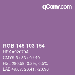 颜色代码: RGB 146 103 154 | qconv.com