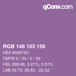 Color code: RGB 146 103 156 | qconv.com