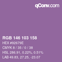 Color code: RGB 146 103 158 | qconv.com