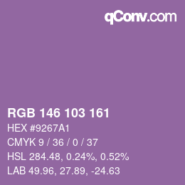 カラーコード: RGB 146 103 161 | qconv.com