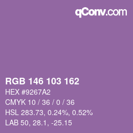 Color code: RGB 146 103 162 | qconv.com