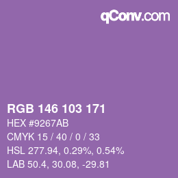 Color code: RGB 146 103 171 | qconv.com