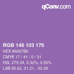 Color code: RGB 146 103 176 | qconv.com