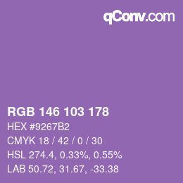 Color code: RGB 146 103 178 | qconv.com