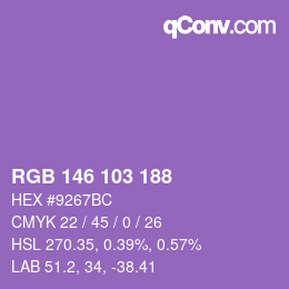 Color code: RGB 146 103 188 | qconv.com