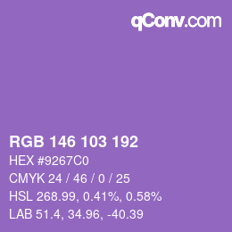 カラーコード: RGB 146 103 192 | qconv.com