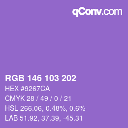 Color code: RGB 146 103 202 | qconv.com