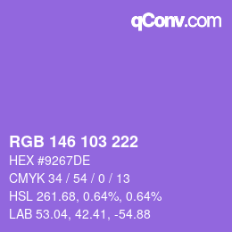 Color code: RGB 146 103 222 | qconv.com