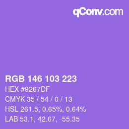 Color code: RGB 146 103 223 | qconv.com
