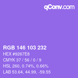 カラーコード: RGB 146 103 232 | qconv.com