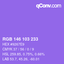 カラーコード: RGB 146 103 233 | qconv.com
