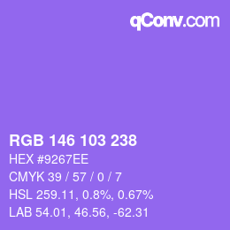 Color code: RGB 146 103 238 | qconv.com