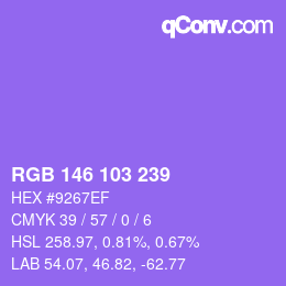 Color code: RGB 146 103 239 | qconv.com