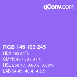 Color code: RGB 146 103 245 | qconv.com