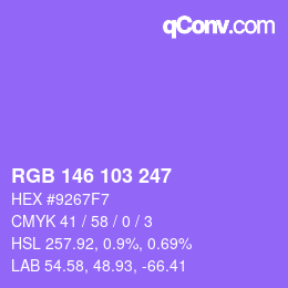 Farbcode: RGB 146 103 247 | qconv.com