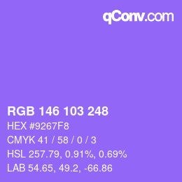 カラーコード: RGB 146 103 248 | qconv.com