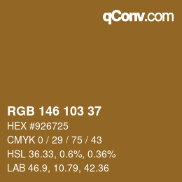 Color code: RGB 146 103 37 | qconv.com