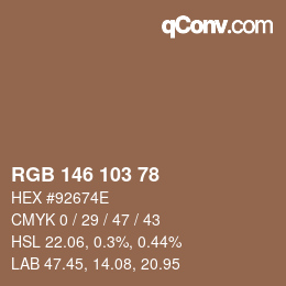 Color code: RGB 146 103 78 | qconv.com