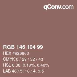 颜色代码: RGB 146 104 99 | qconv.com