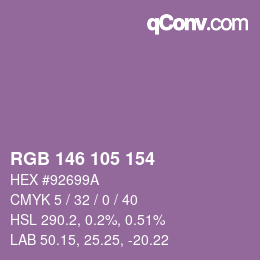 Color code: RGB 146 105 154 | qconv.com