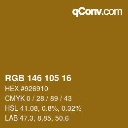 Color code: RGB 146 105 16 | qconv.com