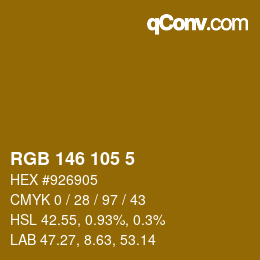 Color code: RGB 146 105 5 | qconv.com
