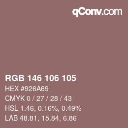 Color code: RGB 146 106 105 | qconv.com