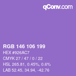 Color code: RGB 146 106 199 | qconv.com