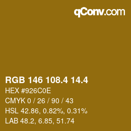 カラーコード: RGB 146 108.4 14.4 | qconv.com