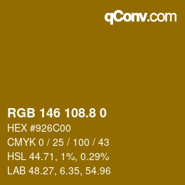 Color code: RGB 146 108.8 0 | qconv.com