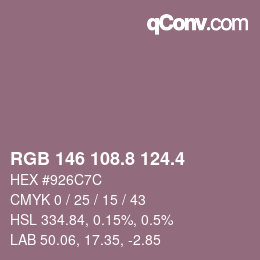 カラーコード: RGB 146 108.8 124.4 | qconv.com