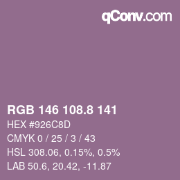 カラーコード: RGB 146 108.8 141 | qconv.com