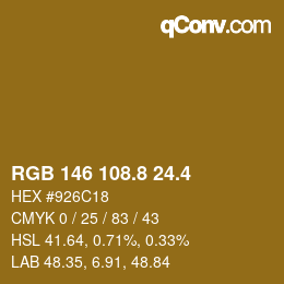 カラーコード: RGB 146 108.8 24.4 | qconv.com