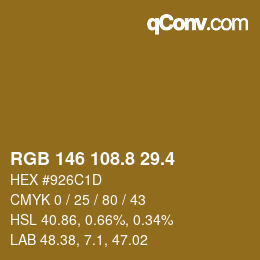カラーコード: RGB 146 108.8 29.4 | qconv.com