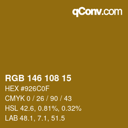 Color code: RGB 146 108 15 | qconv.com