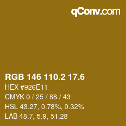 カラーコード: RGB 146 110.2 17.6 | qconv.com