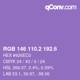 カラーコード: RGB 146 110.2 192.6 | qconv.com